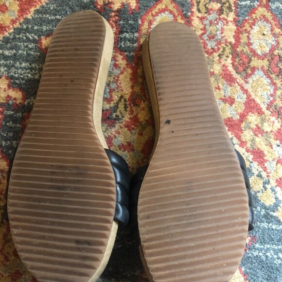 Splendid Leather Flat, Slide Sandals, Black, Women's Size 8 - Picture 3 of 12